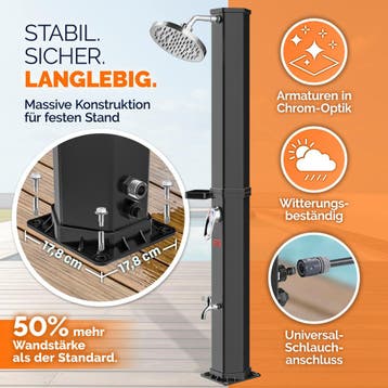 Solar douche zwart 35L (Voor in Huis), Verzenden, Nieuw
