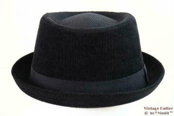Porkpie hoed Hawkins ribfluweel zwart maat 57 en 59 nieuw, Ophalen of Verzenden, Nieuw, Hawkins, Hoed