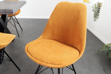 Design stoel SCANDINAVIA MEESTERSTUK mosterdgeel koord zwart, Ophalen of Verzenden, Nieuw