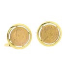 Gouden manchetknopen met 5 gulden munt Koningin Wilhelmin..., Ophalen of Verzenden, Gebruikt, Goud