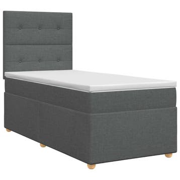 vidaXL Boxspringbed met matras Donkergrijs 80 x 200 cm Stof, Verzenden, Nieuw