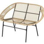 Zwarte 2-Zits Stalen Tuinbank voor Terras en Balkon, Tuin en Terras, Tuinbanken, Verzenden, Nieuw