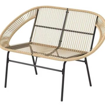Zwarte 2-Zits Stalen Tuinbank voor Terras en Balkon, Tuin en Terras, Tuinbanken, Verzenden, Nieuw