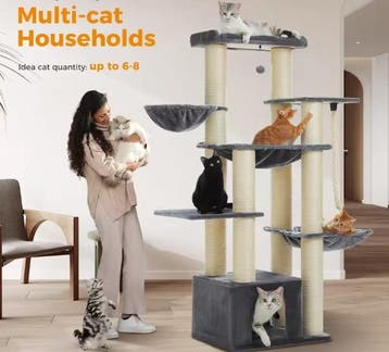 Hoge Kattenboom – Met Diepe Hangmat, Platform en Condo, Verzenden, Nieuw