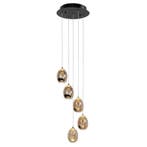 High light | Hanglamp | Amber | Golden Egg | 5 lichts, Huis en Inrichting, Lampen | Hanglampen, Nieuw, Ophalen of Verzenden, Glas