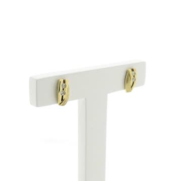 Gouden oorstekers met zirconia (Oorbellen), Gebruikt, Ophalen of Verzenden, Met edelsteen, Goud