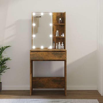 vidaXL Kaptafel met LED-verlichting 60x40x140 cm gerookt, Minder dan 50 cm, 50 tot 100 cm, Verzenden, Nieuw