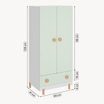 Kinderkledingkast Vaarentaa met lade 126x60x41 cm mintgroen, Verzenden, Nieuw
