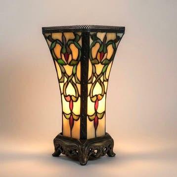 Tafellamp - Tiffany in Art Nouveau-stijl - Glas, Messing,, Antiek en Kunst