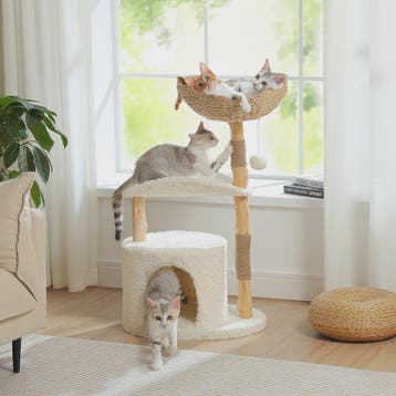 Luxe Kattenboom met Natuurlijk Hout, Wicker Mand & Krabpalen, Dieren en Toebehoren, Verzenden, Nieuw