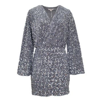 Golden Live • grijze jurk met pailletten • M, Kleding | Dames, Maat 38/40 (M), Verzenden, Nieuw, Golden Live