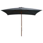 vidaXL Parasol met houten paal 200x300 cm antraciet, Verzenden, Nieuw, 2 tot 3 meter