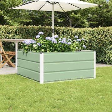 vidaXL Plantenbak Pastelgroen 100 x 100 x 45 cm Staal, 100 cm of meer, Verzenden, Nieuw, Metaal