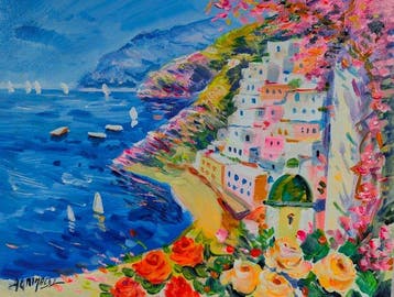 Alfredo Grimaldi (1950) - Uno Scorcio Mediterraneo