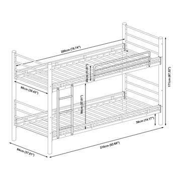 Stapelbed Bevapis 200x90 cm met ladder en uitvalbeveiliging, Verzenden, Nieuw