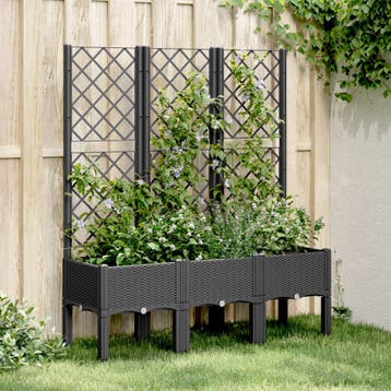 vidaXL Plantenbak met latwerk 120x40x142 cm polypropeen, Tuin en Terras, Bloembakken en Plantenbakken, Verzenden