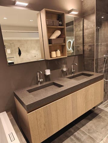 Design badmeubel 160cm met houtfineer fronten - 0020, Ophalen, Nieuw, 150 tot 200 cm, Wastafelkast