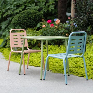 Kindertuinset Etroubles 3-delig tafel met 2 stoelen groen ro, Verzenden, Nieuw
