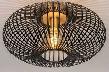 Rietveld Plafondlampen - Zwart, Goud - Metaal, Verzenden, Nieuw