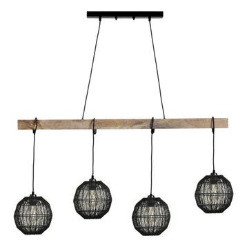 Hanglamp HERMI II 20.0 cm 4-lichts Zwart, Ophalen of Verzenden, Nieuw, Metaal, E27 (groot)
