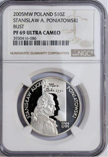 Polen. 10 Zlotych 2005 / PF69 Ultra Cameo - Stanisaw August