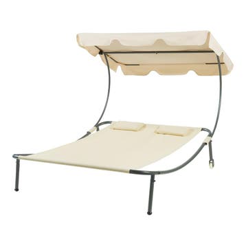casa.pro Ligbed Avigliano tweepersoons antraciet en beige, Verzenden, Nieuw