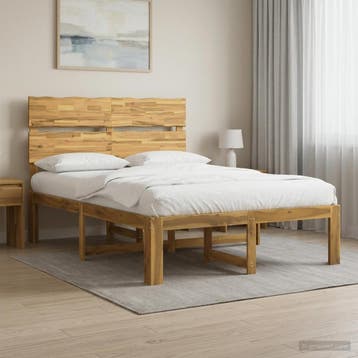 vidaXL Tweepersoonsbed met hoofdeinde ROSTOCK Wit 120 x 200, Verzenden, Wit, Nieuw, Twijfelaar