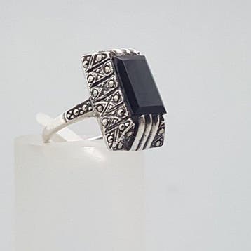 Zilver, Art Deco, Onyx - Ring - + Markasieten.