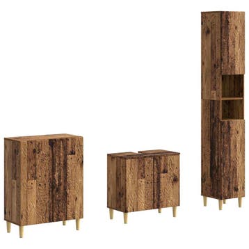 vidaXL 3-delige badkamerkast set DELFT Oud hout Bewerkt hout, Verzenden, Nieuw