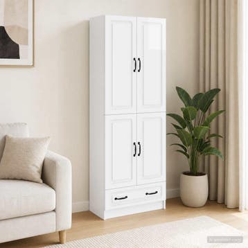 vidaXL Kastenset 2 st Hoogglans Wit Bewerkt hout, Minder dan 50 cm, Verzenden, Nieuw, Minder dan 100 cm