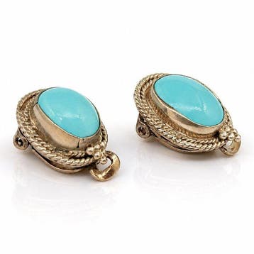 Turquoise - Zilver - Oorbellen - Anatolische volkskunst