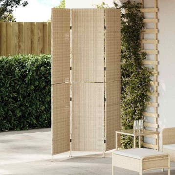 vidaXL Kamerverdeler Beige 147 x 180 cm poly rattan, Huis en Inrichting, Verzenden, Nieuw