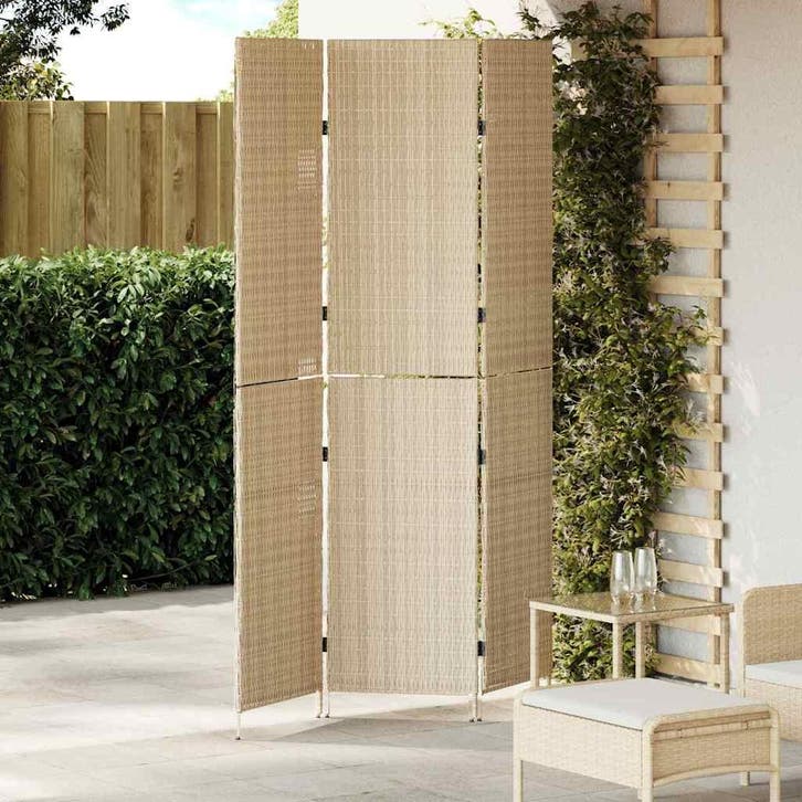 vidaXL Kamerverdeler Beige 147 x 180 cm poly rattan, Huis en Inrichting, Woonaccessoires | Kamerschermen, Nieuw, Verzenden
