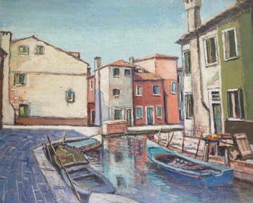 Renzo Marangoni (XX) - Barche a Burano