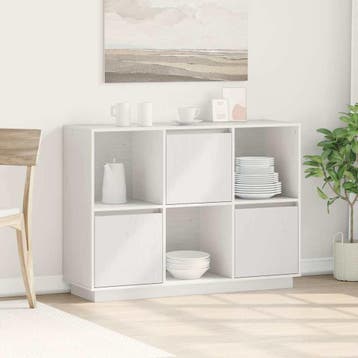 vidaXL Dressoir 110,5x35x80 cm massief grenenhout wit, Verzenden, Nieuw, Grenenhout, Minder dan 50 cm