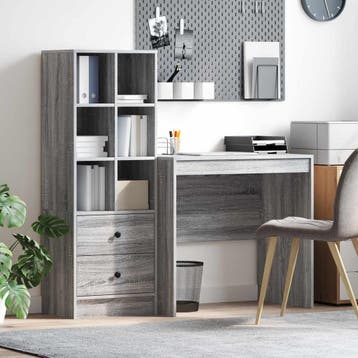 vidaXL Bureau Grijs Sonoma 135,5 x 50 x 127 cm 2 st, Verzenden, Nieuw