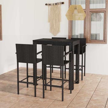 vidaXL 5-delige Tuinbarset met armleuningen poly rattan, Verzenden, Nieuw, 5 zitplaatsen