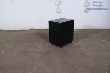 Tweedehands Ladeblok Zwart – 2 Lades + 1 Archieflade,, Overige materialen, Minder dan 50 cm, Gebruikt, Verzenden