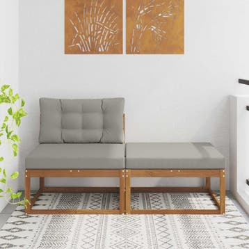 vidaXL Sectie Sofa Eenheden met kussen 2 Stuk Naturel, Verzenden, Nieuw, 2 zitplaatsen
