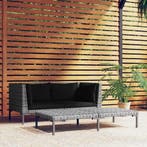 vidaXL 3-delige Loungeset halfrond poly rattan donkergrijs, Verzenden, Nieuw, Loungeset