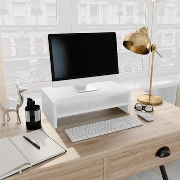 vidaXL Monitorstandaard 42x24x13 cm bewerkt hout wit, Huis en Inrichting, Kasten | Televisiemeubels, Minder dan 50 cm, Verzenden