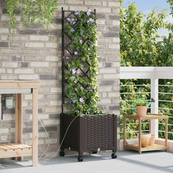 vidaXL Tuin Pot met Irrigatie en Wielen Bruin 40 x 40 x 148, Verzenden, Nieuw, Minder dan 60 cm, 60 cm of meer