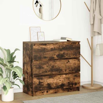 vidaXL Dressoir 80x35x76 cm spaanplaat gerookt eikenkleurig, Verzenden, Nieuw, 50 tot 100 cm, 25 tot 50 cm
