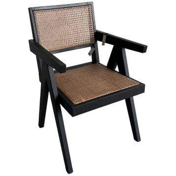 Madam Stoltz Madam Stolz Houten Eetkamer Stoel Zwart Rotan 2, Huis en Inrichting, Ophalen of Verzenden, Gebruikt, Zwart, Bohemian