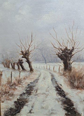 KJ ( mogelijk KJ van Beekum XX ) - Knotwilgen in de sneeuw