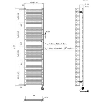 Wiesbaden Elara Elektrische Radiator Smart WiFi - 181.7x45cm, Doe-het-zelf en Verbouw, Ophalen of Verzenden, Nieuw