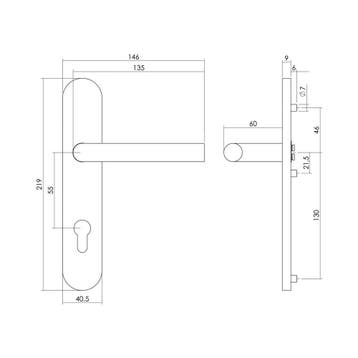 Intersteel Deurkruk Recht op schild profielcilindergat 55mm, Verzenden, Nieuw