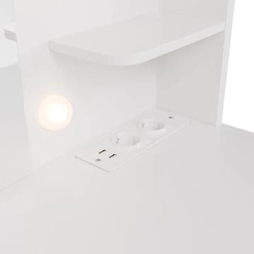 Kaptafel / Schminktafel Malia - Incl. Spiegel en LED - Wit, Verzenden, Nieuw
