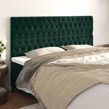vidaXL Hoofdbord donkergroen 200x7x118/128 cm fluweel, Verzenden, Nieuw, Groen, Stof