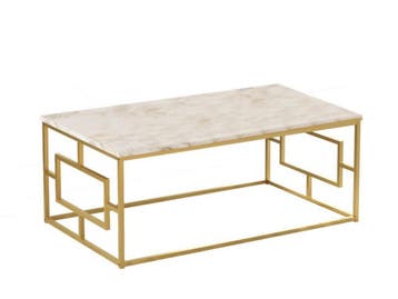 Skåne Home - Salontafel - Goud/Marmer look - 100 x 60 cm, Ophalen, 50 tot 100 cm, Nieuw, 50 tot 100 cm